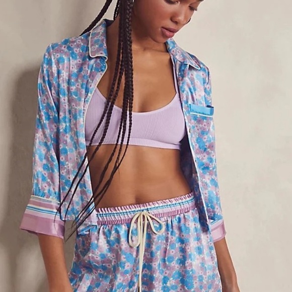 NWT Free People Pillow Talk PJ SET color cool lavender combo - Picture 2 of 4